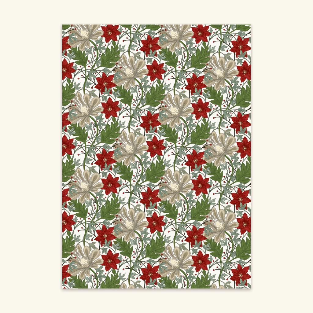 Merry Botanical Holiday Eco Gift Wrap - Box of 3 Sheets