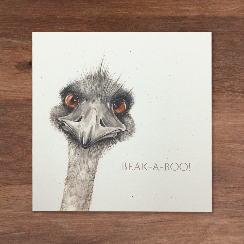 Magnificent Beasts - Beak-A-Boo Ostrich Greeting Card